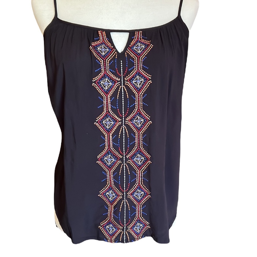 Lovestitch black cami with embroidered front-size small